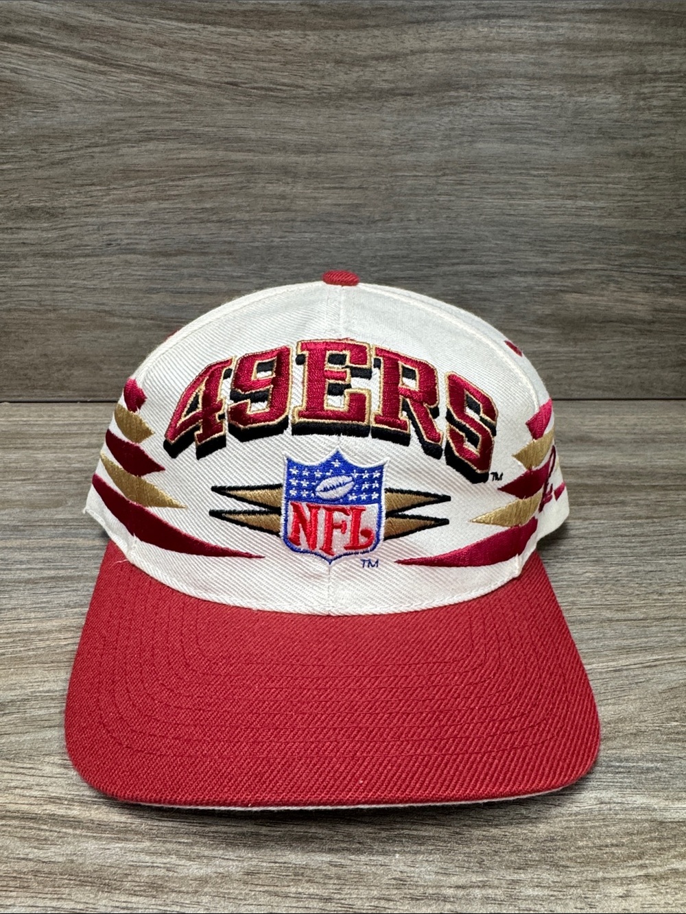 VintageLogo Athletic San Francisco 49ERS diamond cut White & Red Snapback Hat